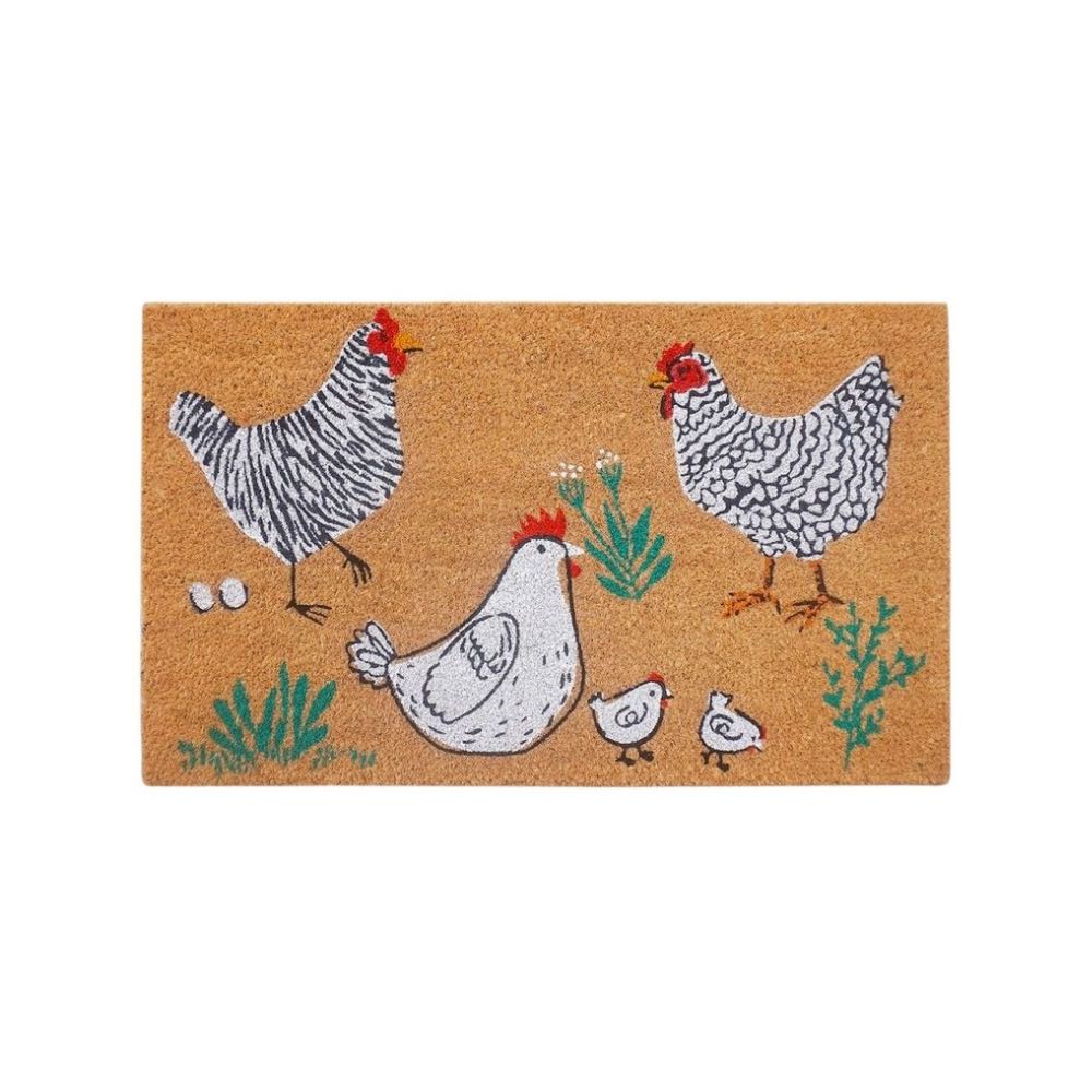 Chickens Doormat Black & White