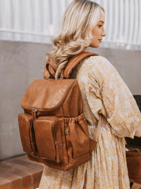 Signature Nappy Backpack | Tan Vegan Leather