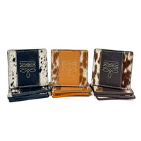 Boot Stitch Cowhide & Leather Coaster Set of 4