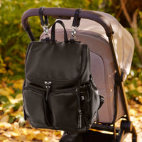 Signature Nappy Backpack | Black Dimple Vegan Leather