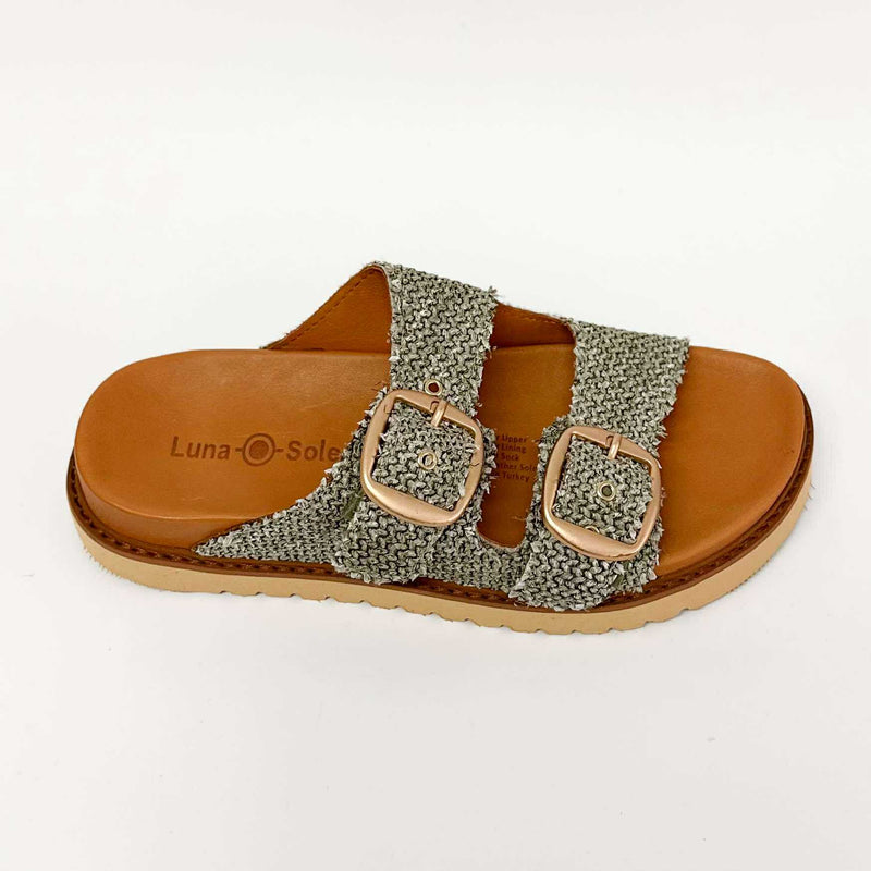 Avery Raffia Slide | Khaki