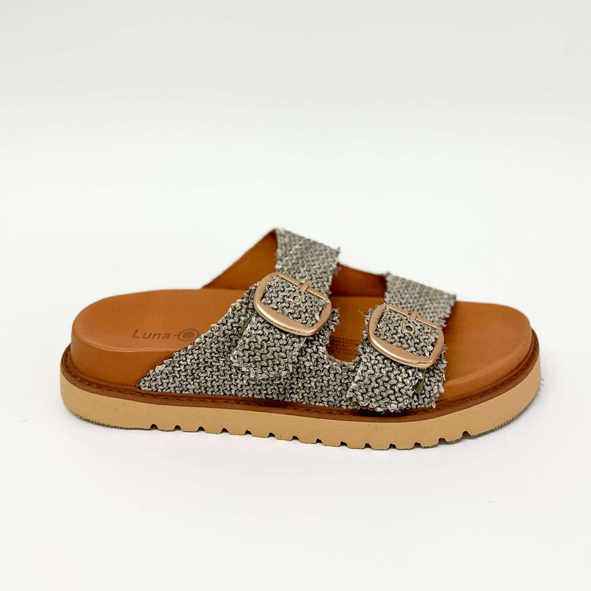 Avery Raffia Slide | Khaki