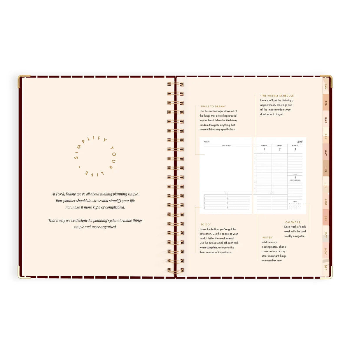 2027 A4 Academic Vertical Planner | Merlot Pinstripe