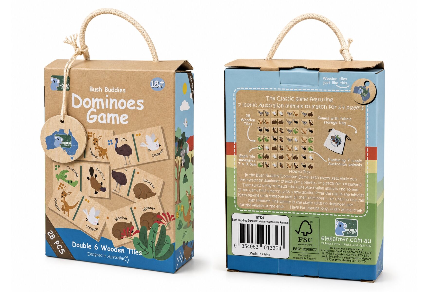 Bush Buddies Wooden Dominoes Australian Animals