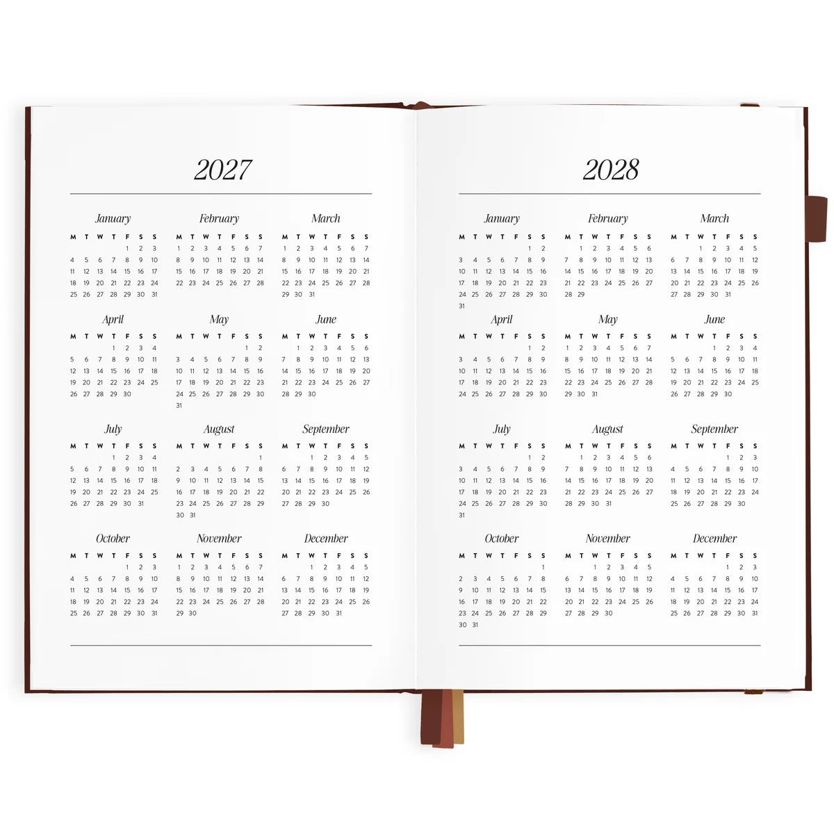 2027 A5 Vertical Planner | Chocolate