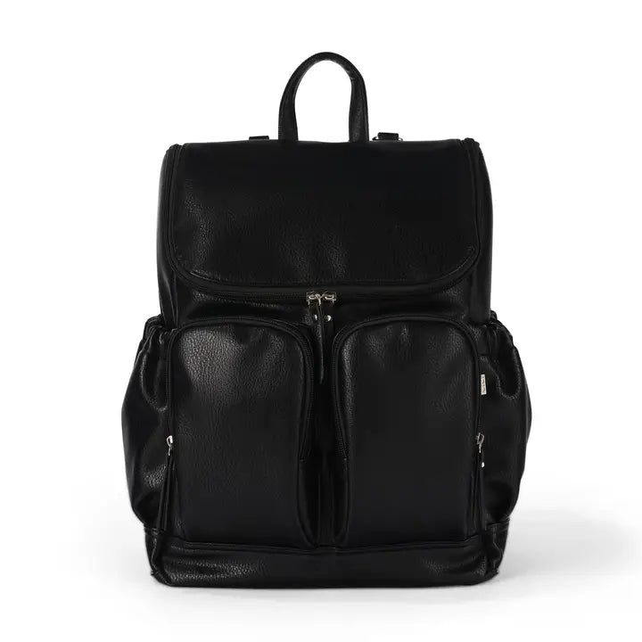 Signature Nappy Backpack | Black Dimple Vegan Leather