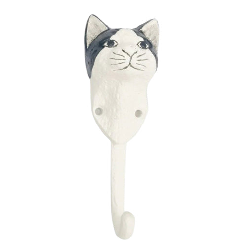 Cat Wall Hook Black & White 14cm