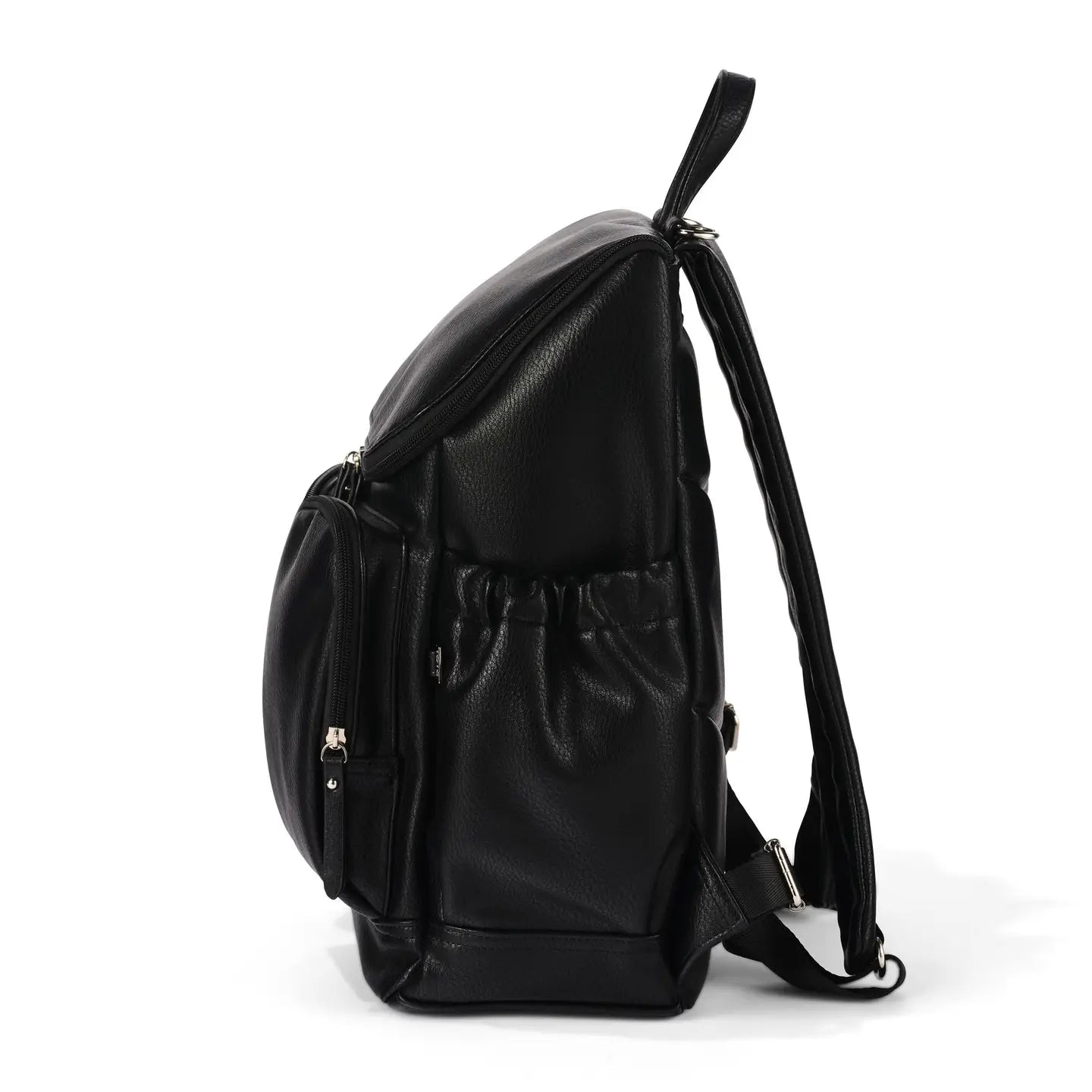 Signature Nappy Backpack | Black Dimple Vegan Leather