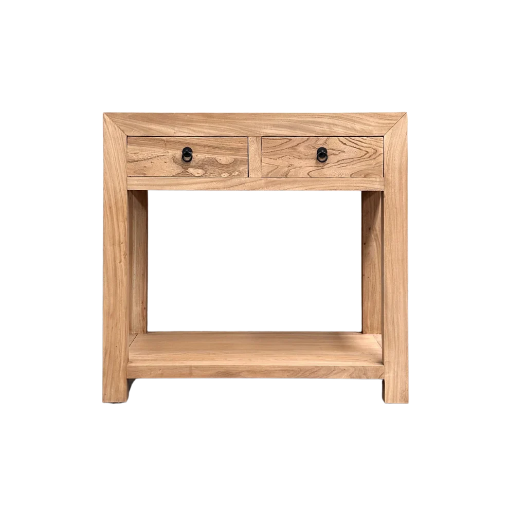 Elm 2 Drawer with Shelf Natural Console | 90cm