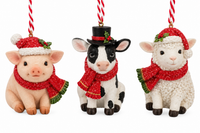 Resin Xmas Farm Animal Ornaments