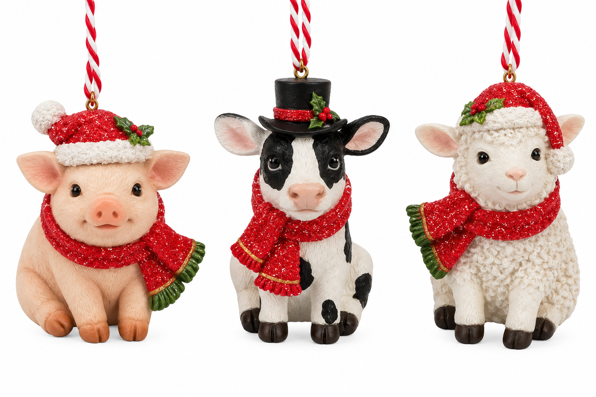 Resin Xmas Farm Animal Ornaments