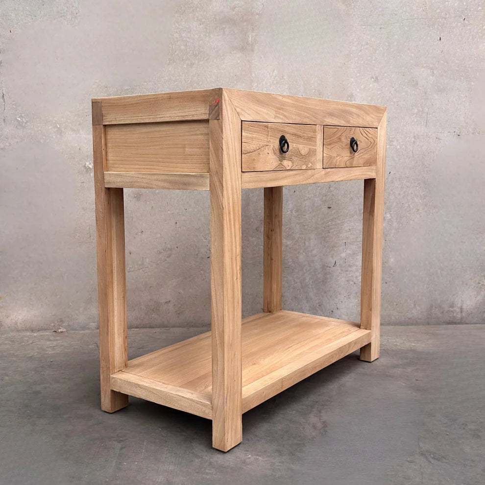 Elm 2 Drawer with Shelf Natural Console | 90cm