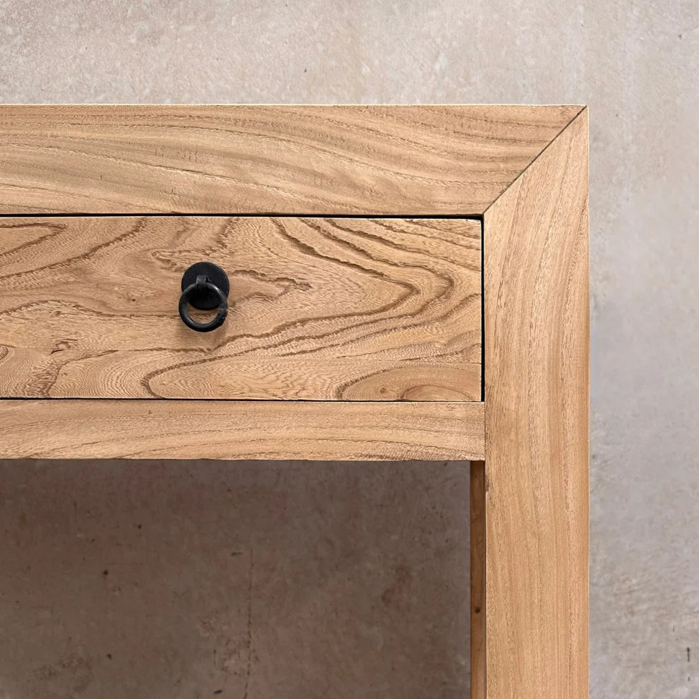 Elm 2 Drawer with Shelf Natural Console | 90cm