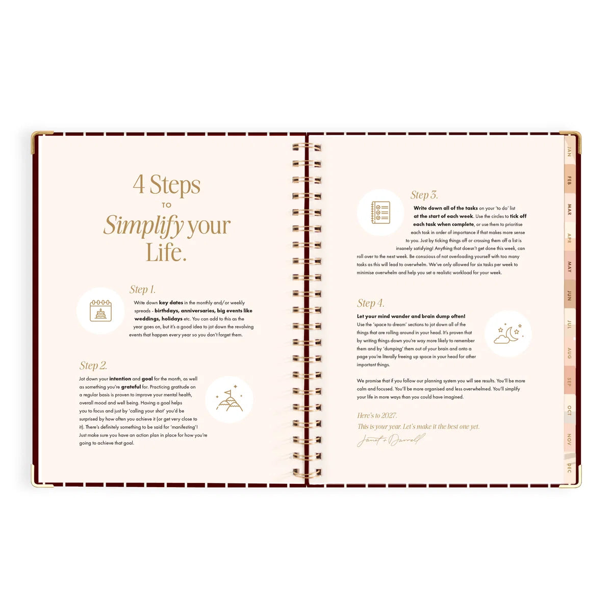 2027 A4 Academic Vertical Planner | Merlot Pinstripe