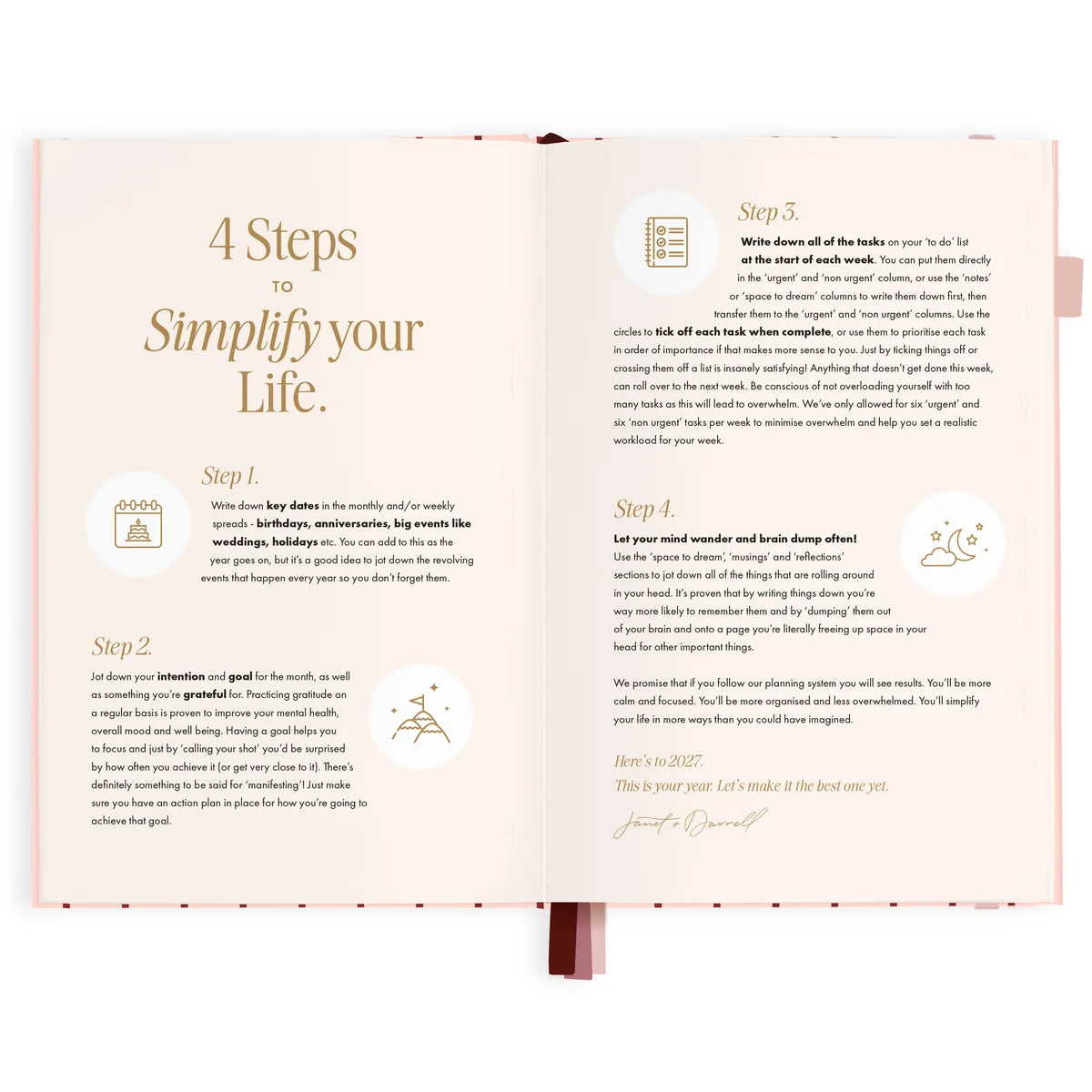 2027 A5 Horizontal Planner | Rosé Pinstripe