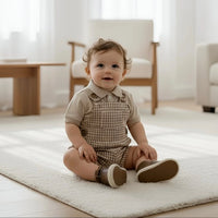 Baby Boys Roy Dungaree | Brown Gingham