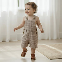 Baby Boys Roy Dungaree | Brown Gingham