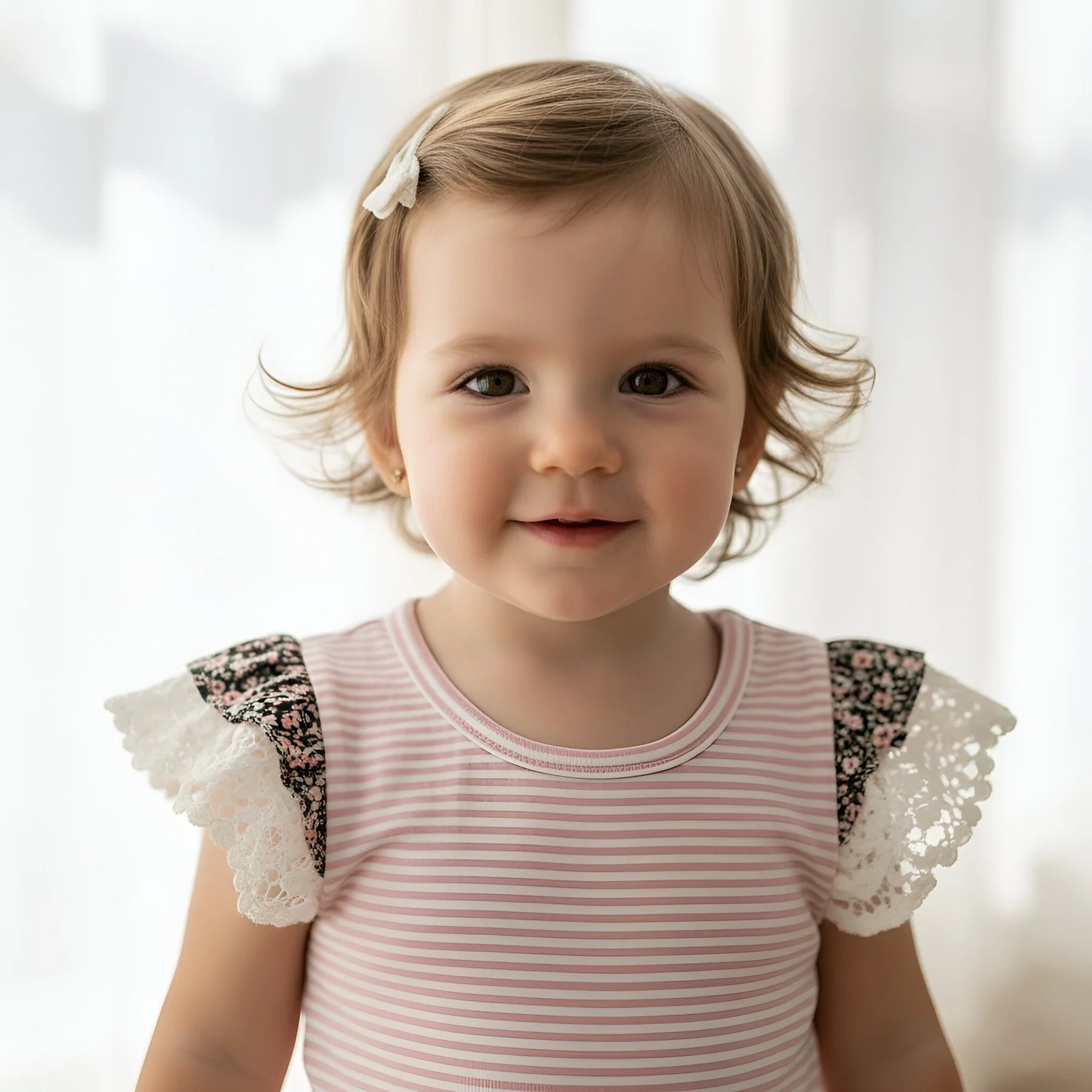 Baby Girls Knit Romper | Pink Stripe