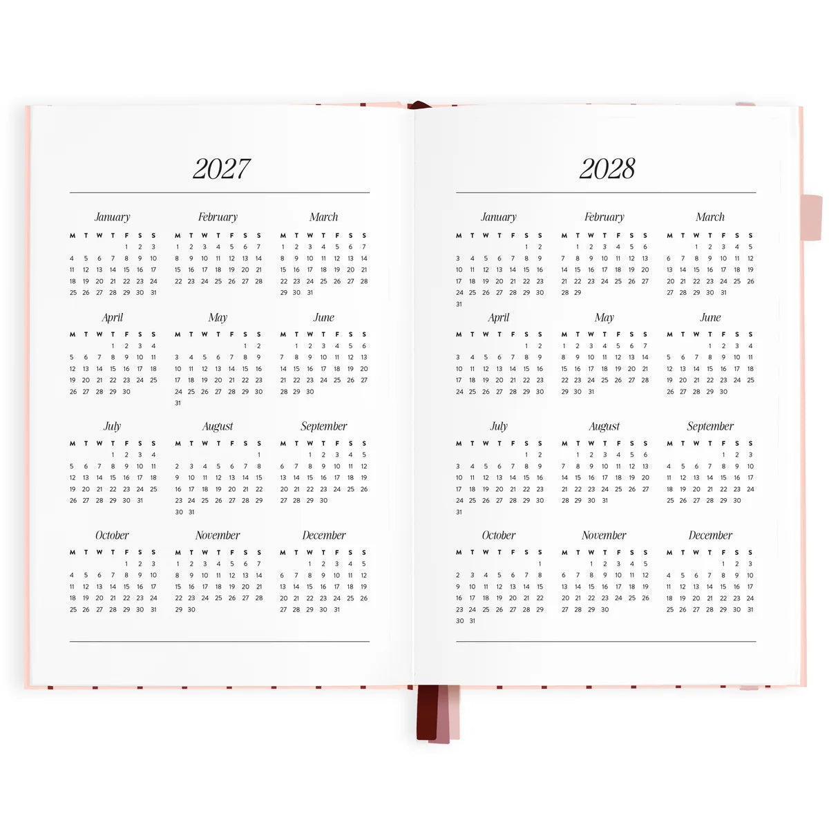 2027 A5 Horizontal Planner | Rosé Pinstripe