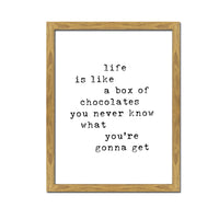 Box Of Chocolates Natural Framed Canvas Sign