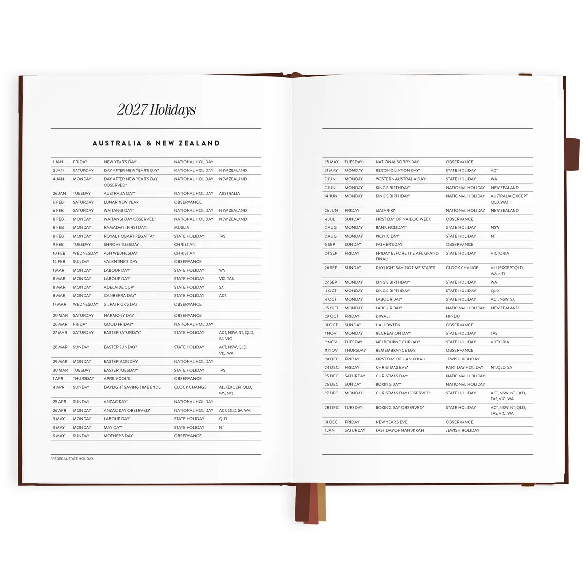 2027 A5 Vertical Planner | Chocolate