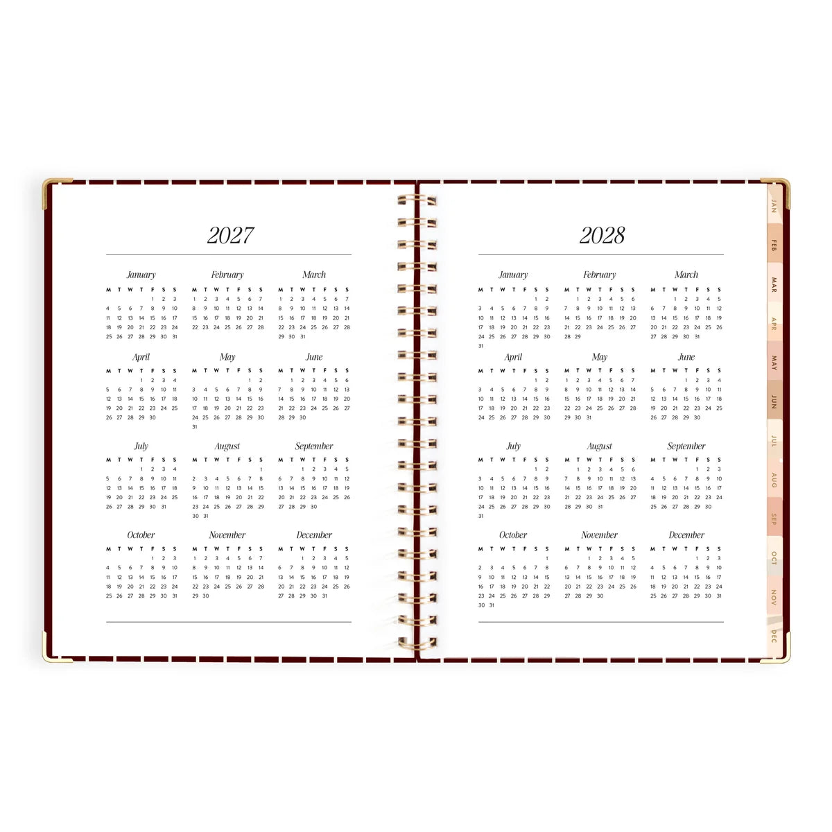 2027 A4 Academic Vertical Planner | Merlot Pinstripe