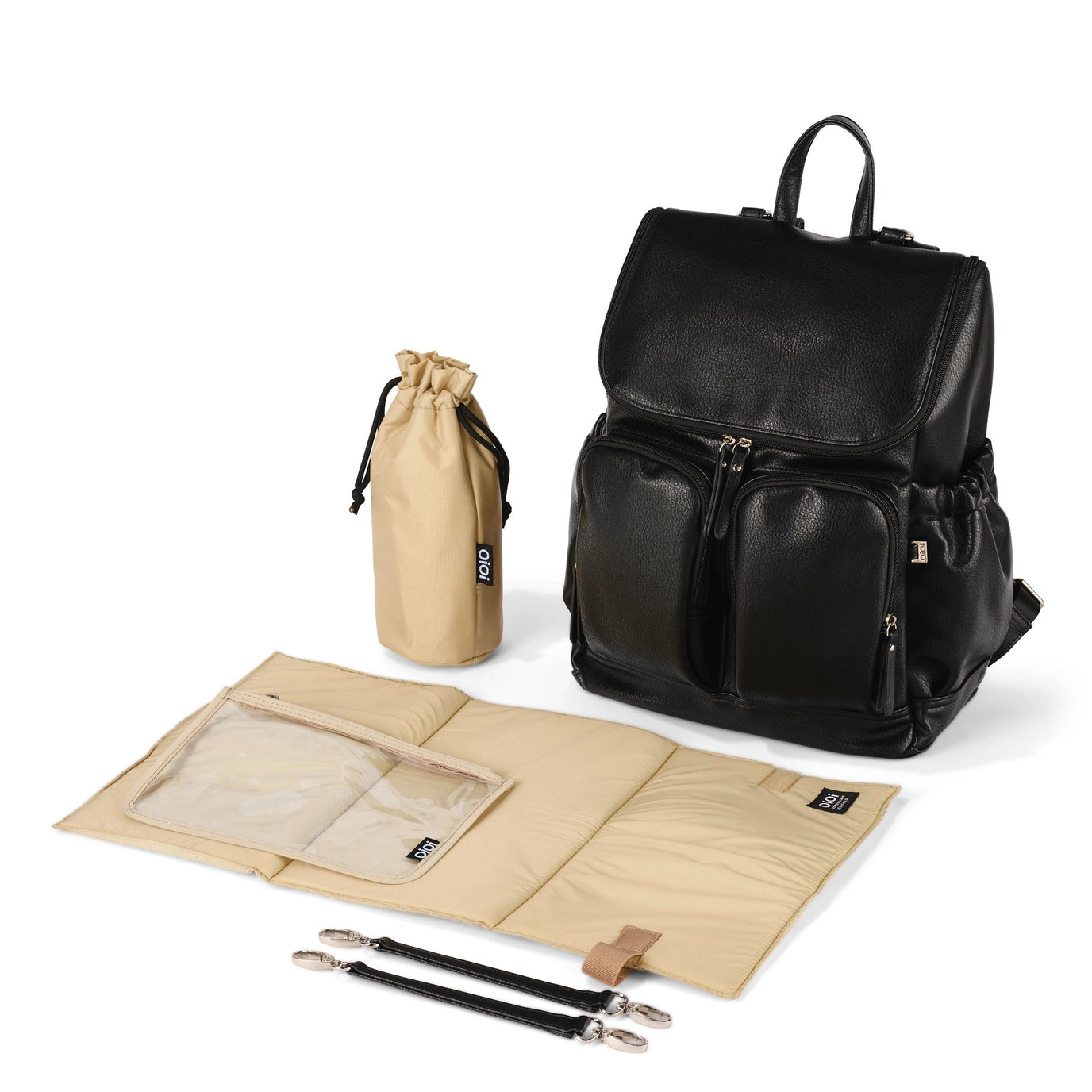Signature Nappy Backpack | Black Dimple Vegan Leather