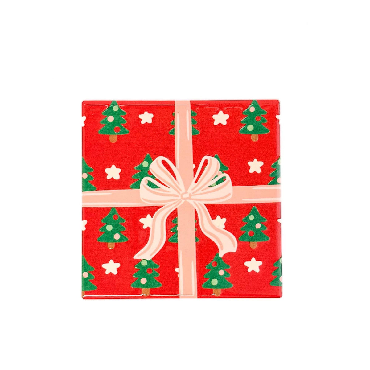 Holly Jolly Ceramic Coaster
