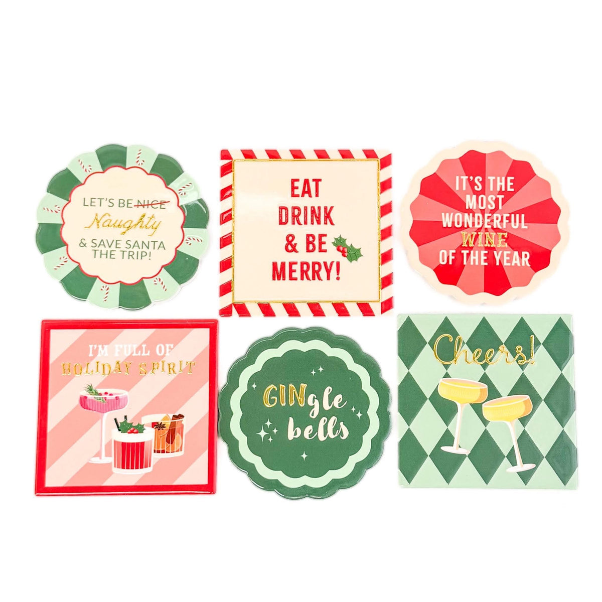 Xmas Cocktail Ceramic Coaster