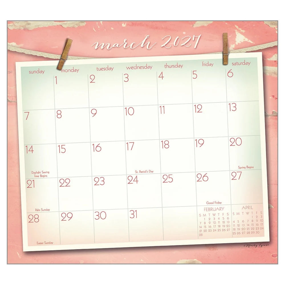Vintage Pink 2027 | Wall Calendar