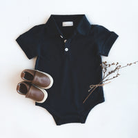 Baby Boys Polo Romper | Navy