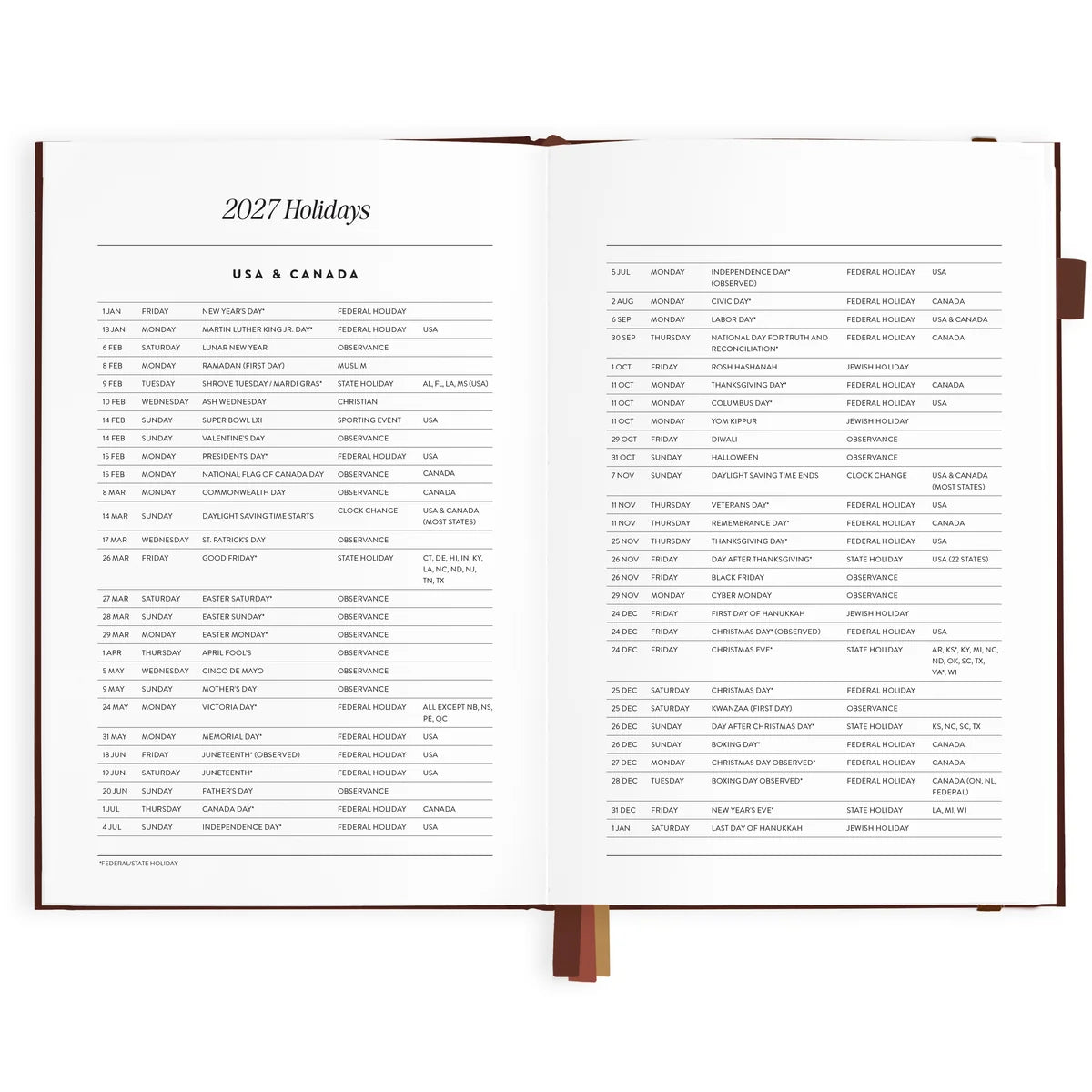 2027 A5 Vertical Planner | Chocolate