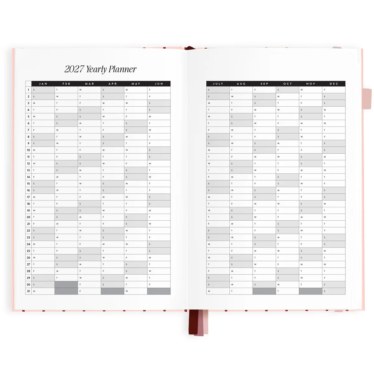 2027 A5 Horizontal Planner | Rosé Pinstripe