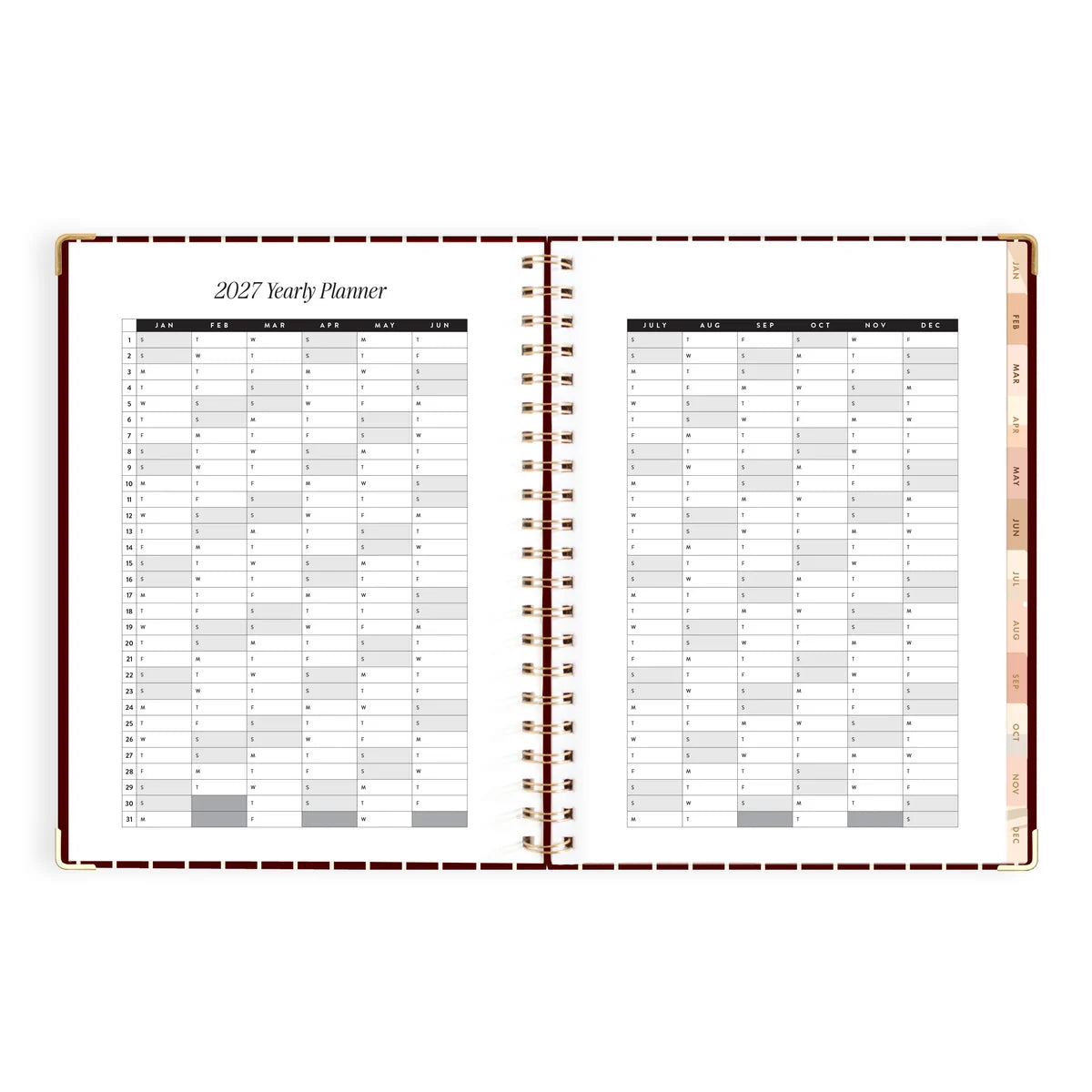 2027 A4 Academic Vertical Planner | Merlot Pinstripe