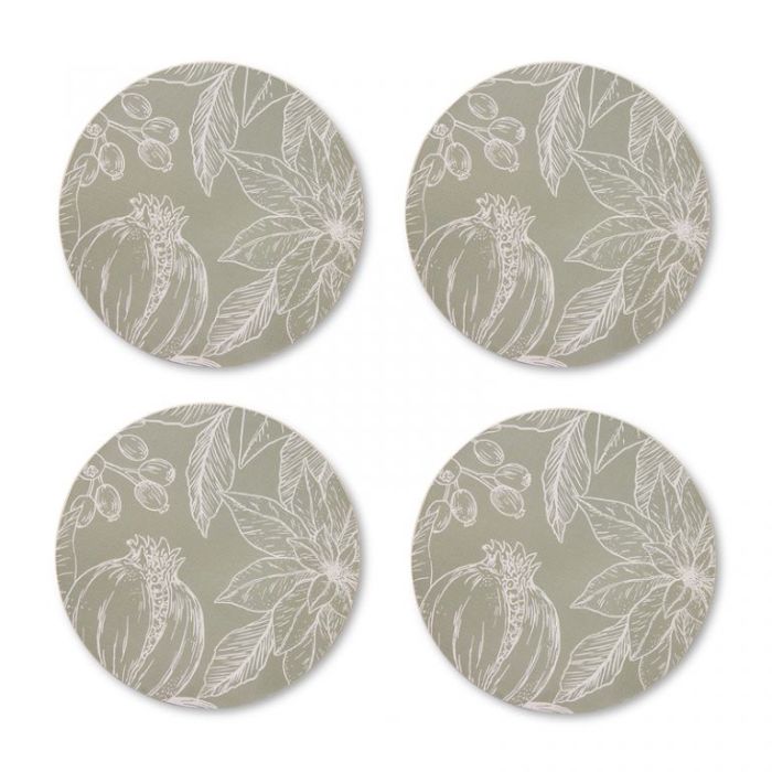 Poinsettia Round Coaster Set 4