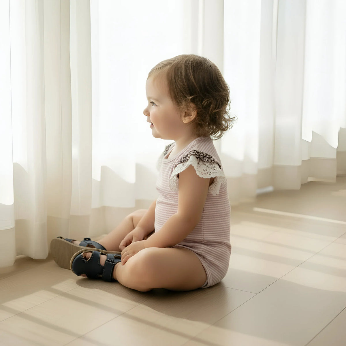 Baby Girls Knit Romper | Pink Stripe
