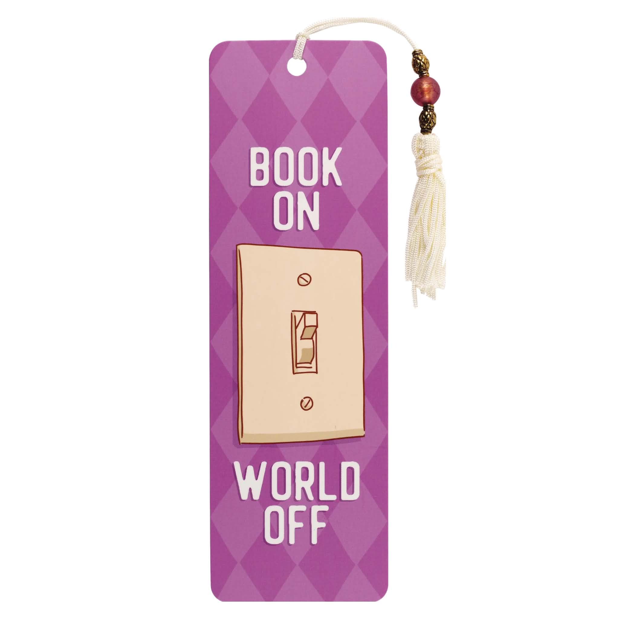 Book On / World Off Beaded Bookmark