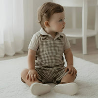 Baby Boys Roy Dungaree | Brown Gingham