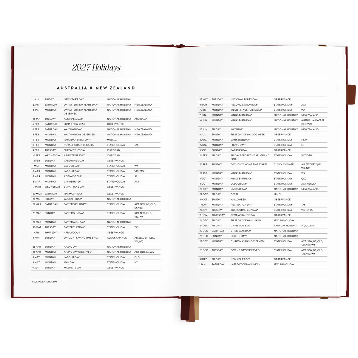 2027 A5 Horizontal Planner | Cherry