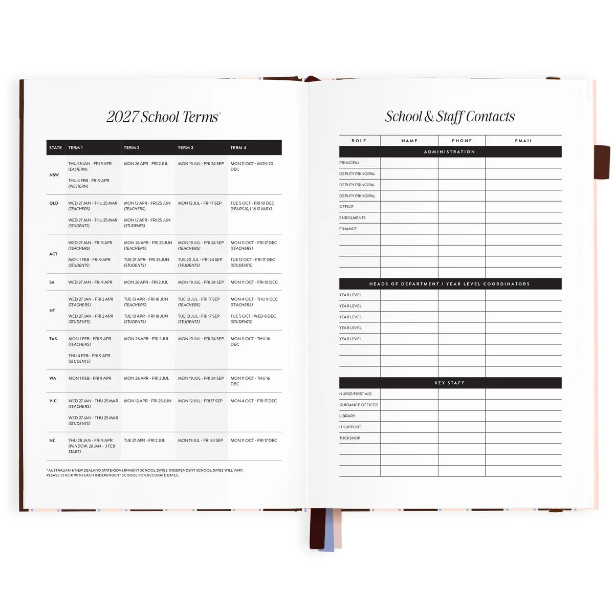 2027 A5 Academic Vertical Planner | Chocolate Stripe