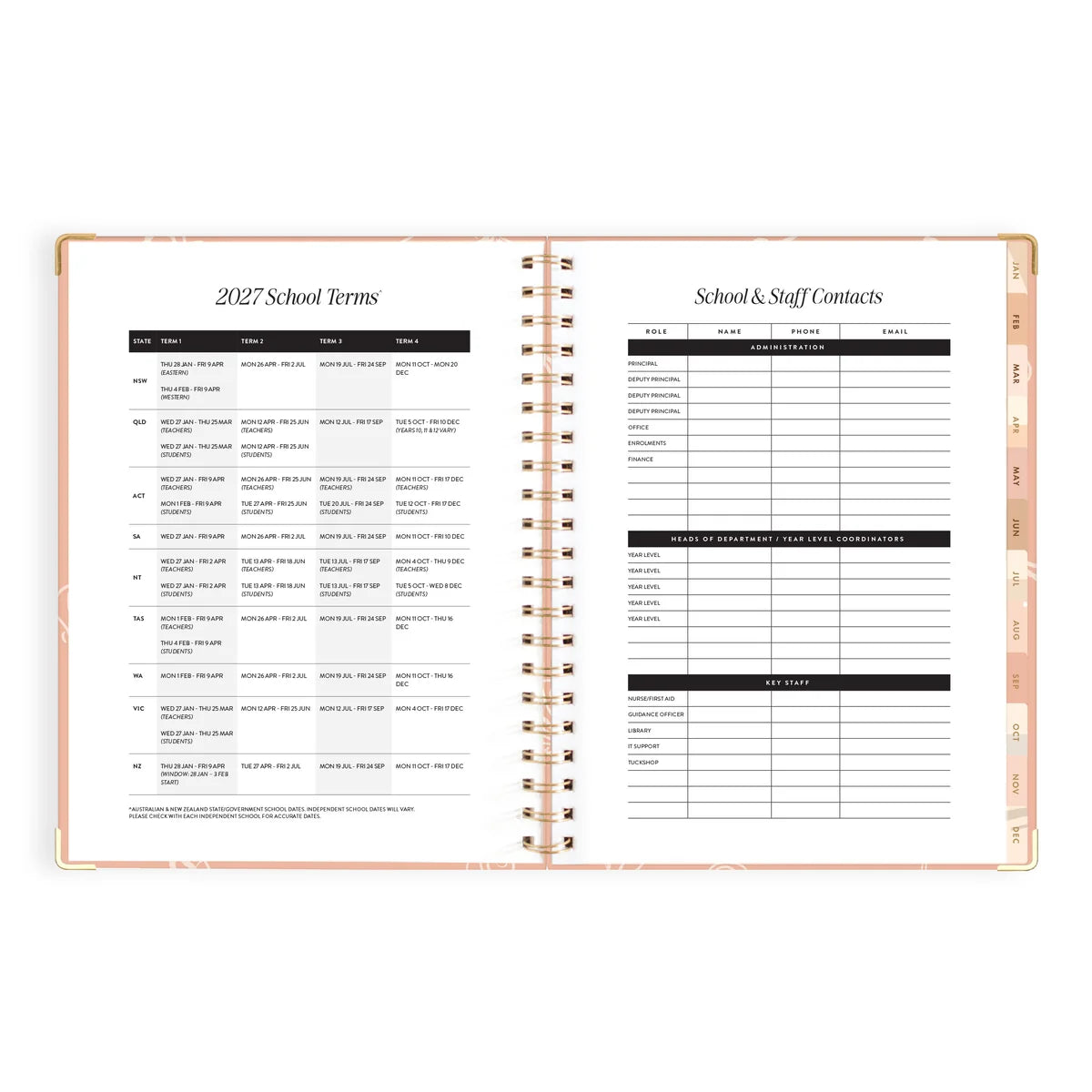 2027 A4 Academic Vertical Planner | Amalfi Peach