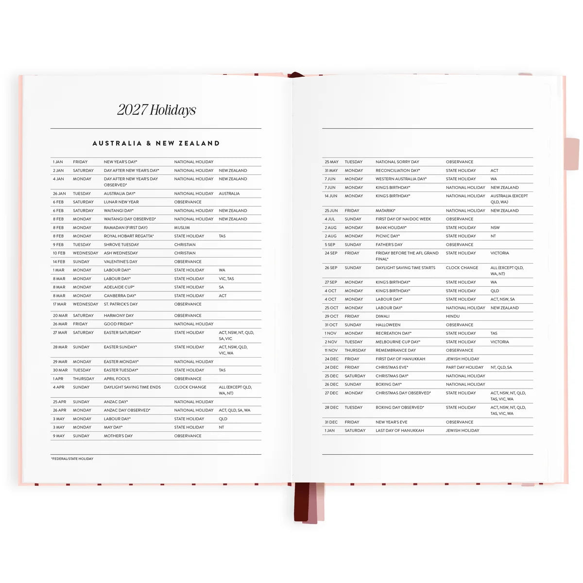 2027 A5 Horizontal Planner | Rosé Pinstripe