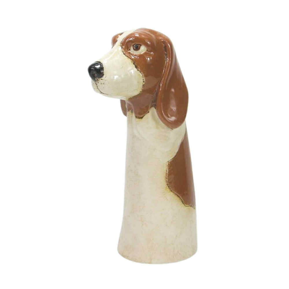 Brown Dog Vase White Brown 27cm
