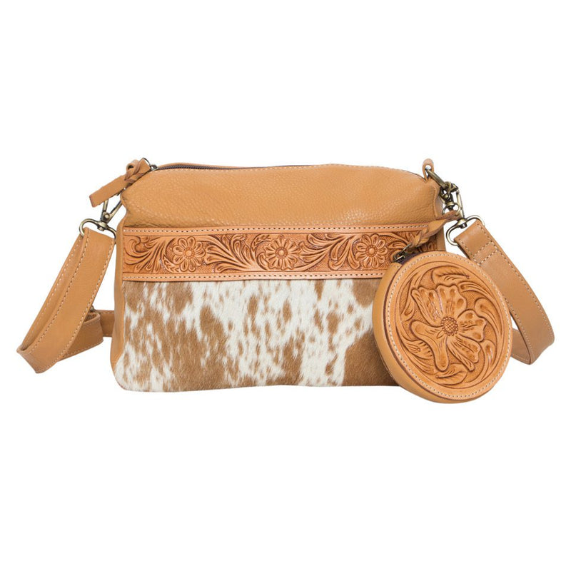 Punata Cowhide Camera Bag with Carving and Coin Purse