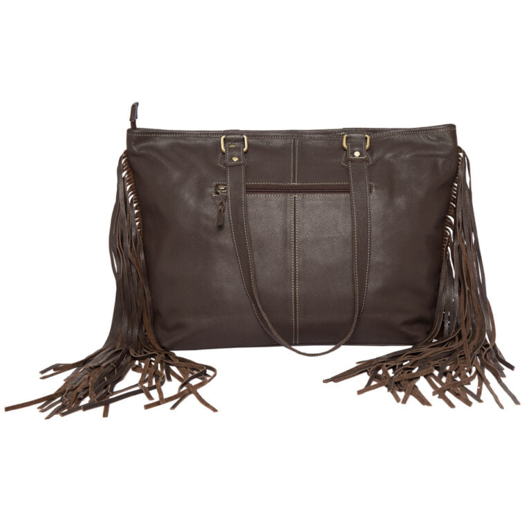Langford | Cowhide Big Bag With Turquoise Stonework and Fringes