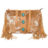Langford | Tan & White Cowhide Big Bag With Turquoise Stonework and Fringes