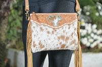 Marbella | Bullhead Cowhide Sling Bag with Fringes