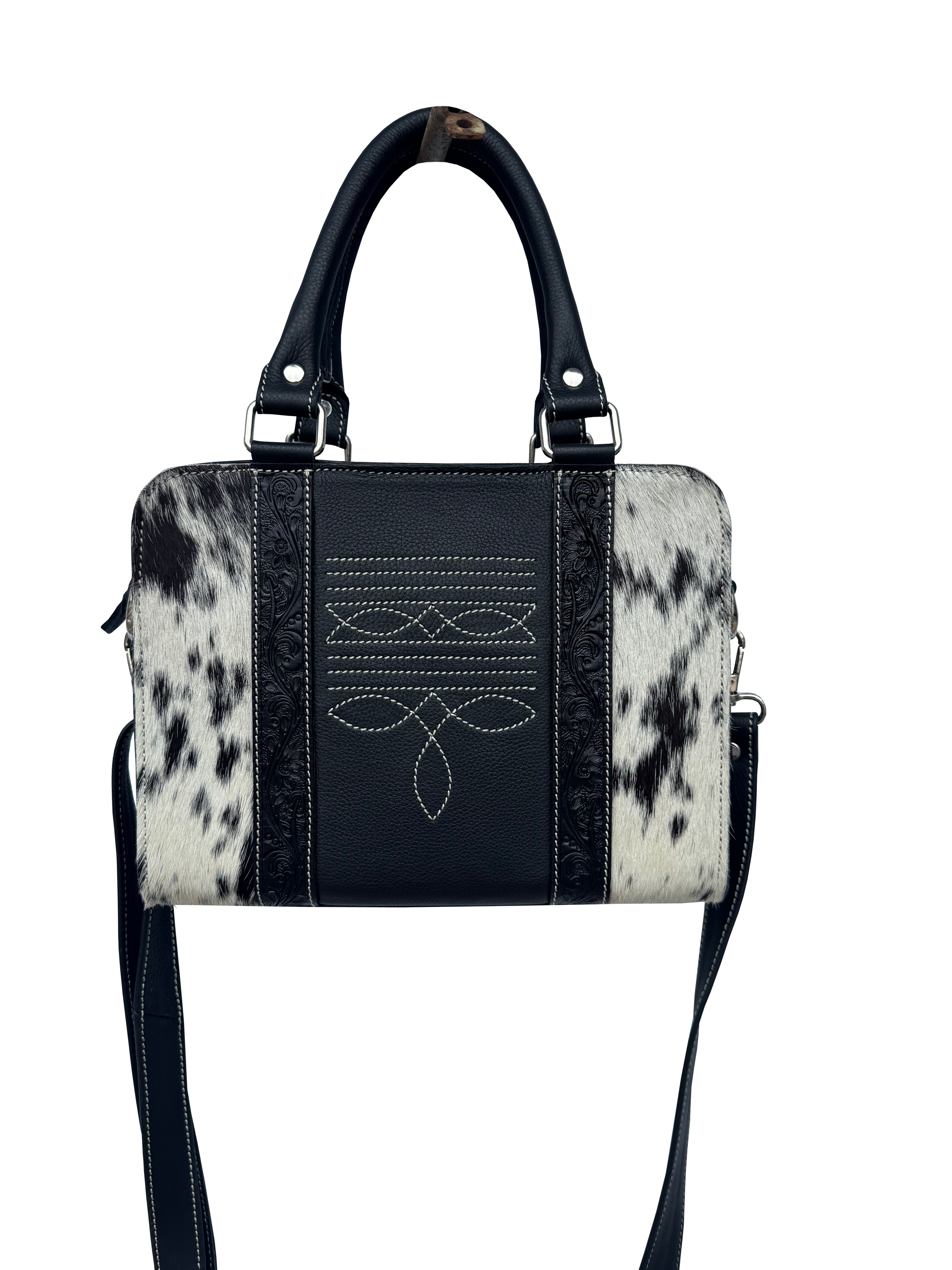 Tooling Leather Cowhide Boot Stitch Medium Bag