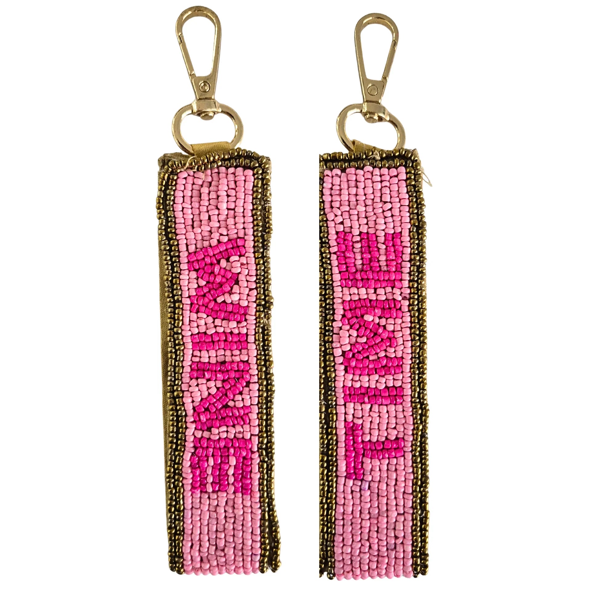 Beaded Keychain | Pink + Gold Wine Time