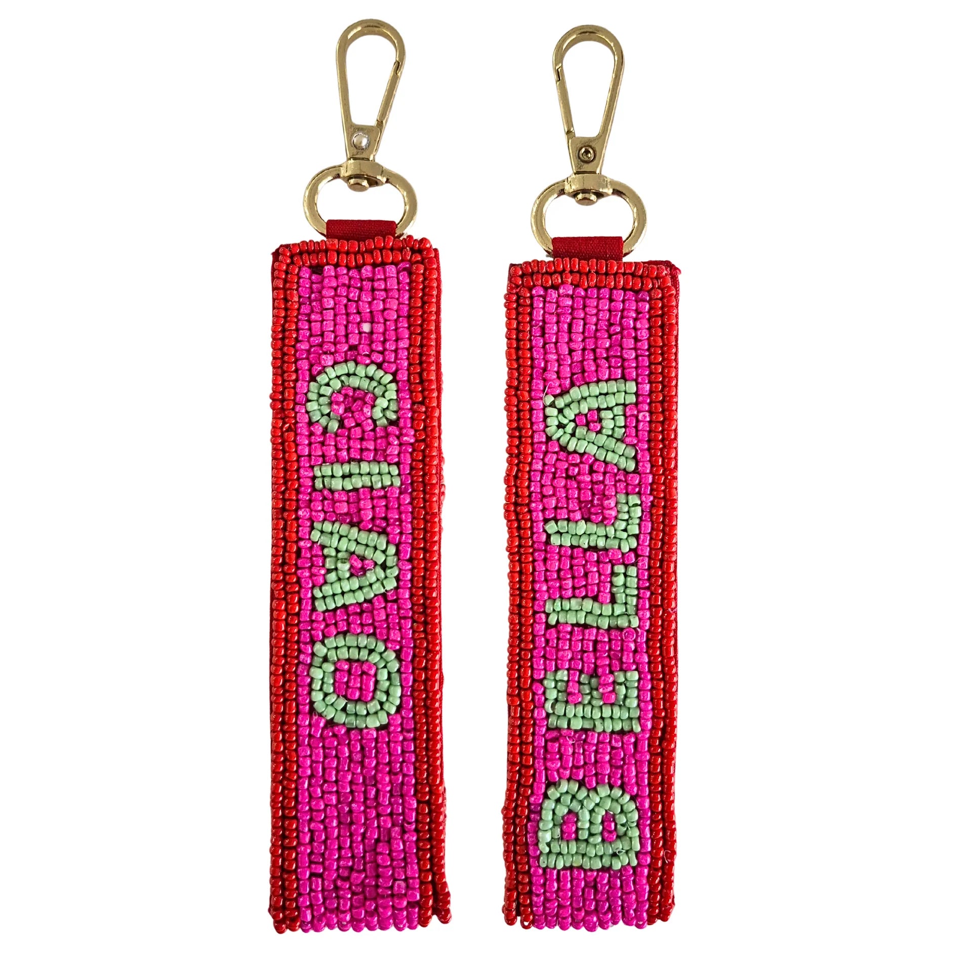 Beaded Keychain | Pink, Green + Red Ciao Bella